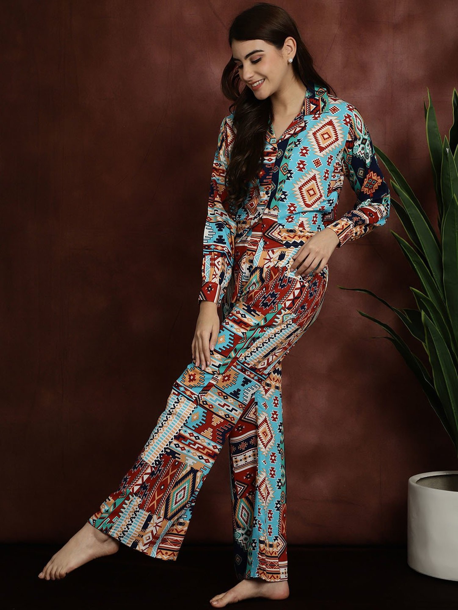 Boston Club Multicolor Printed Top With Pyjamas