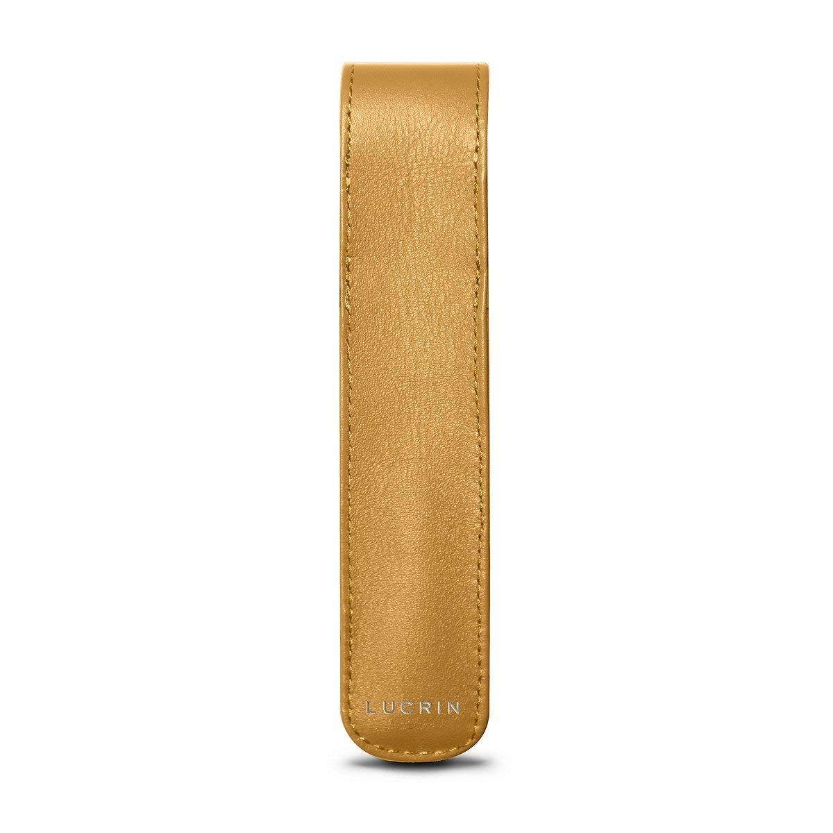 Lucrin - Pen Holder - Mustard Yellow - Smooth Leather
