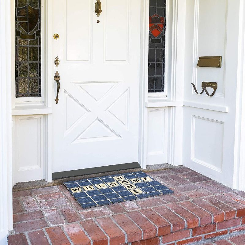 Juvale Welcome Scrabble Tile Coir Door Mat Indoor Outdoor Doormat Nonslip Front Rugs 17"x30"