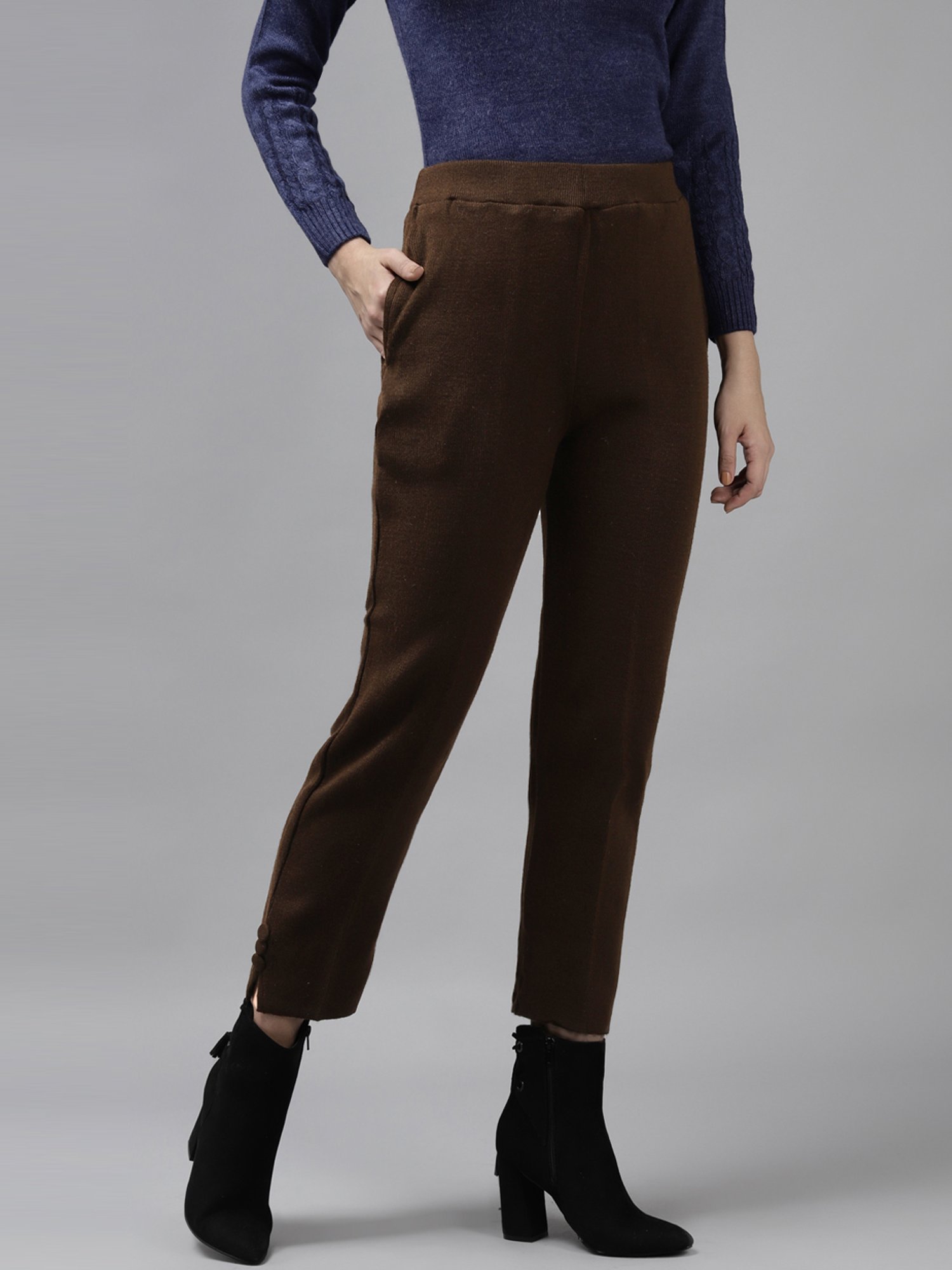 Cayman Brown Mid Rise Trousers