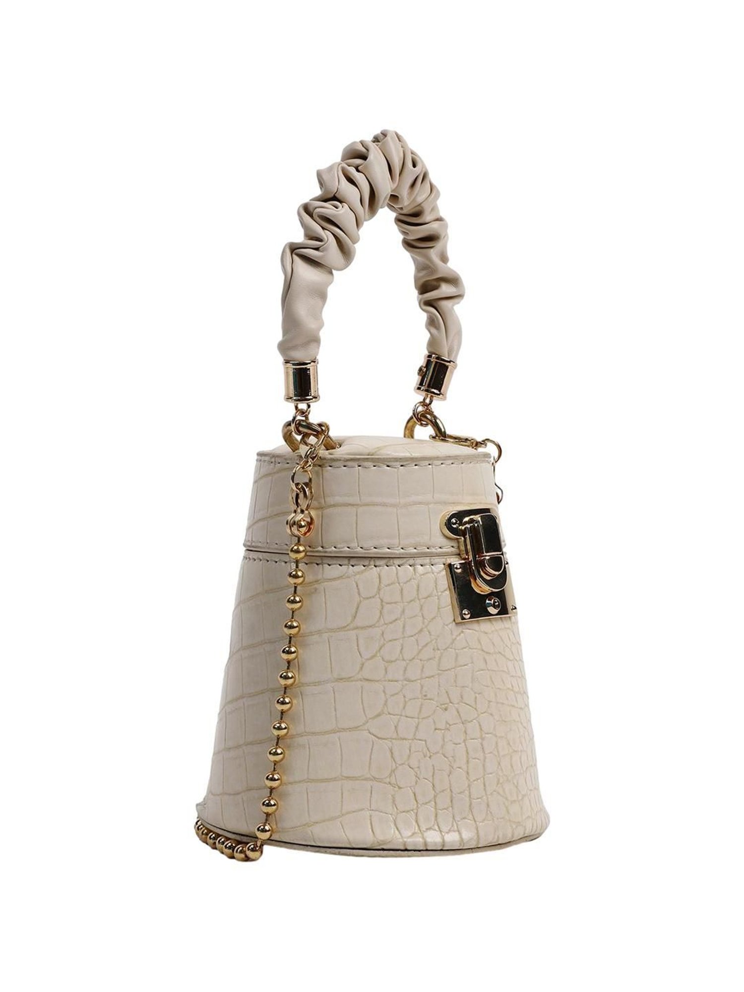 HauteSauce White Textured Small Handbag