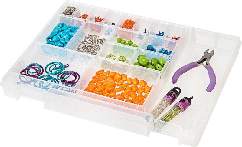 IRIS CCB-16 IRIS 16-Compartment Craft Carry-All Case, Clear White