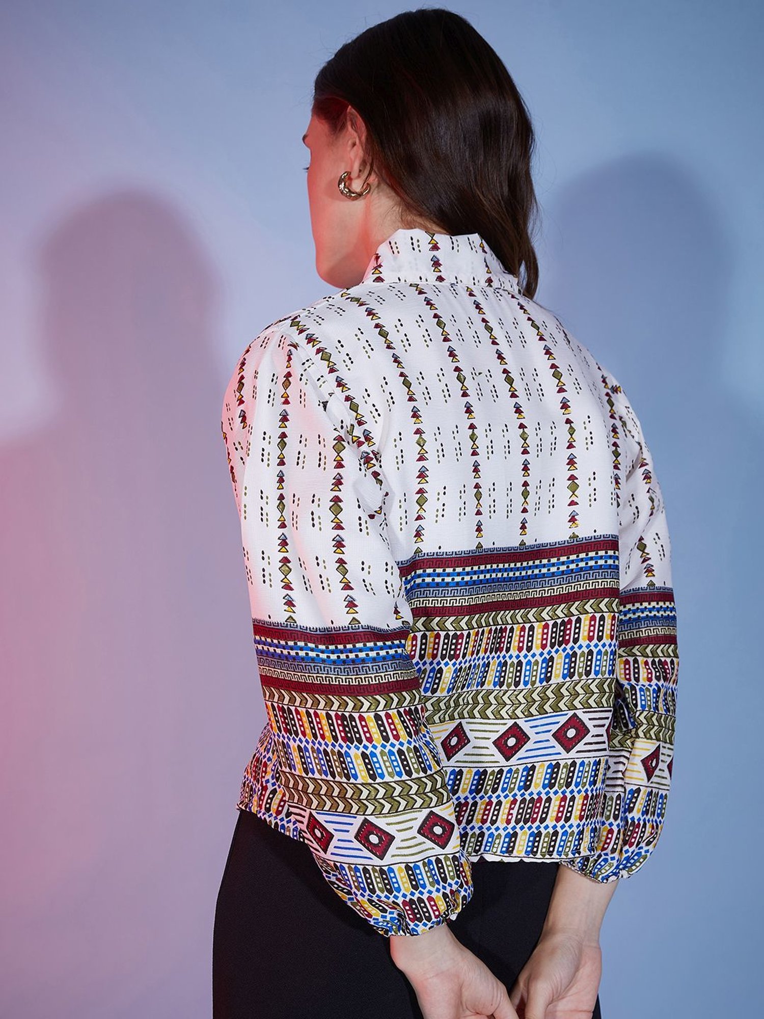 BUYNEWTREND White Cotton Printed Shirt