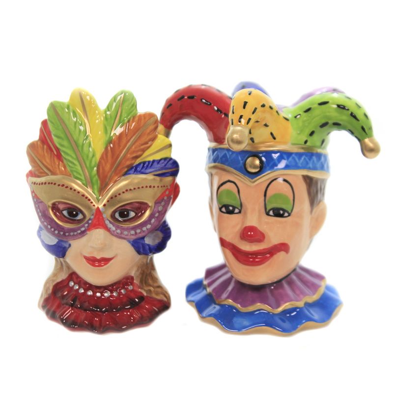 Tabletop 4.0" Mask Girl & Jester Salt/Pepper Clown Circus Cosmos Gifts Corp.  -  Salt And Pepper Shaker Sets
