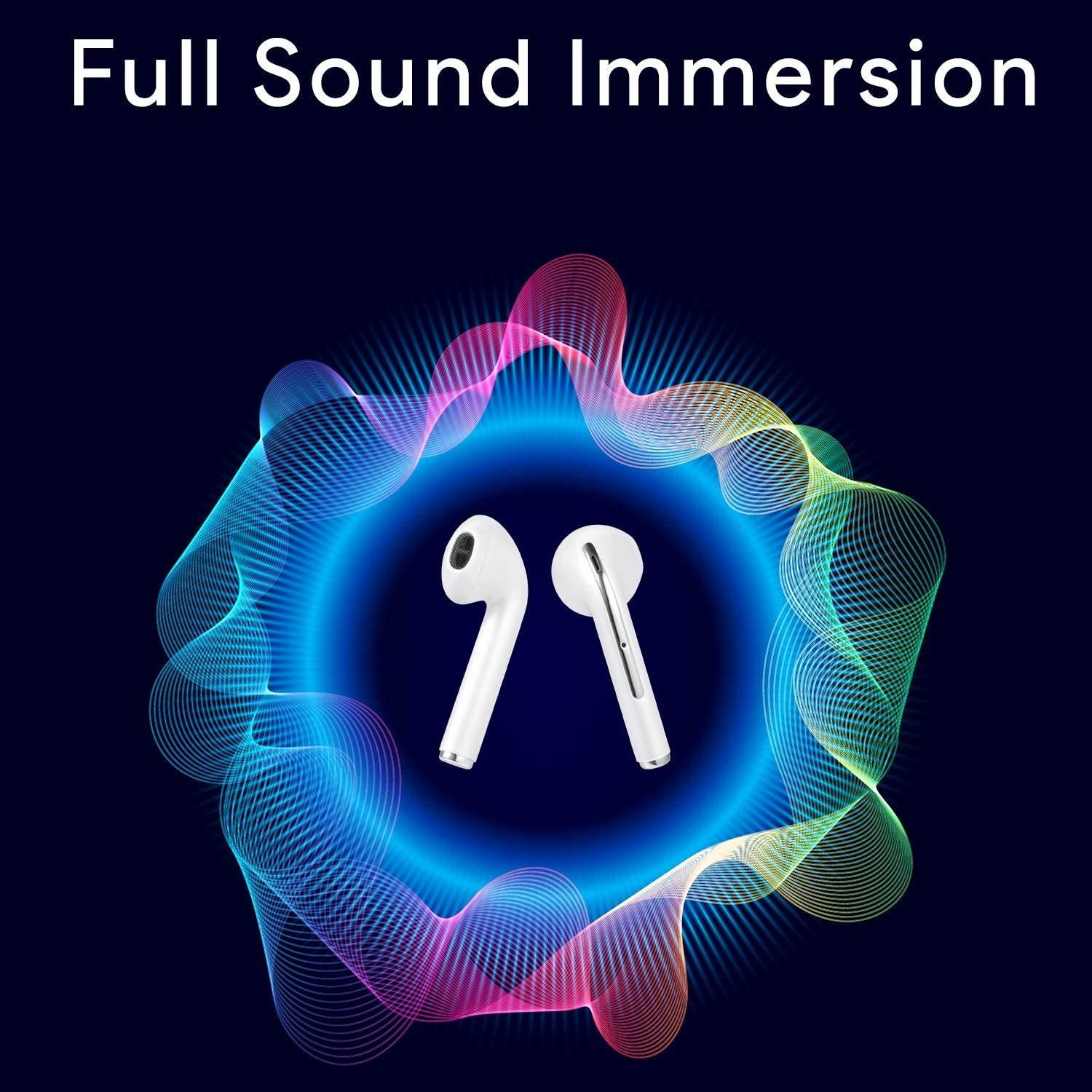 Dartwood True Wireless Earbuds - Portable Splashproof Headphones with Bluetooth Connectivity, Immersive Sound, Mic and Volume Control (White)