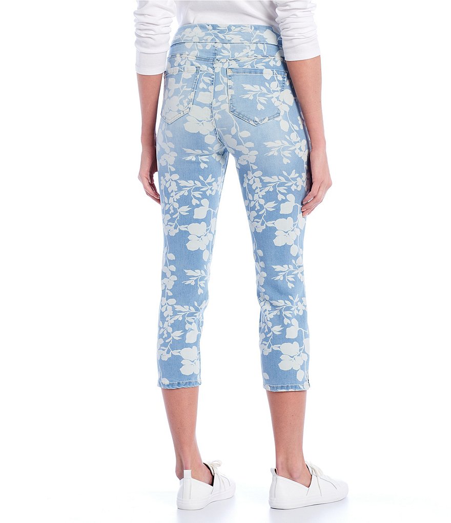 Westbound Petite Size the HIGH RISE fit Vintage Floral Print Skinny Cropped Pants