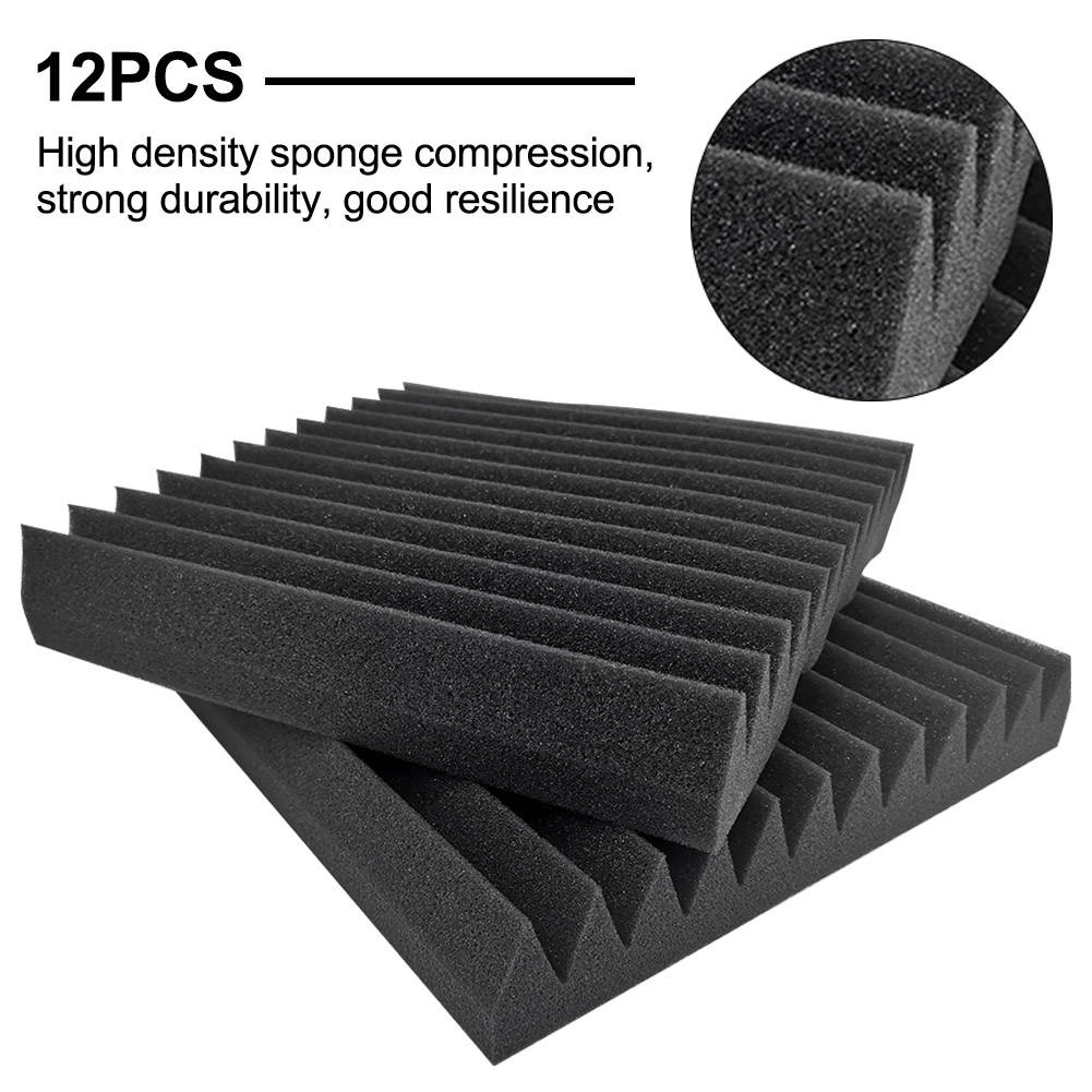 12 PACK 12"X12"X1" Acoustic Foam Panel Wedge Studio Soundproofing Wall Tiles