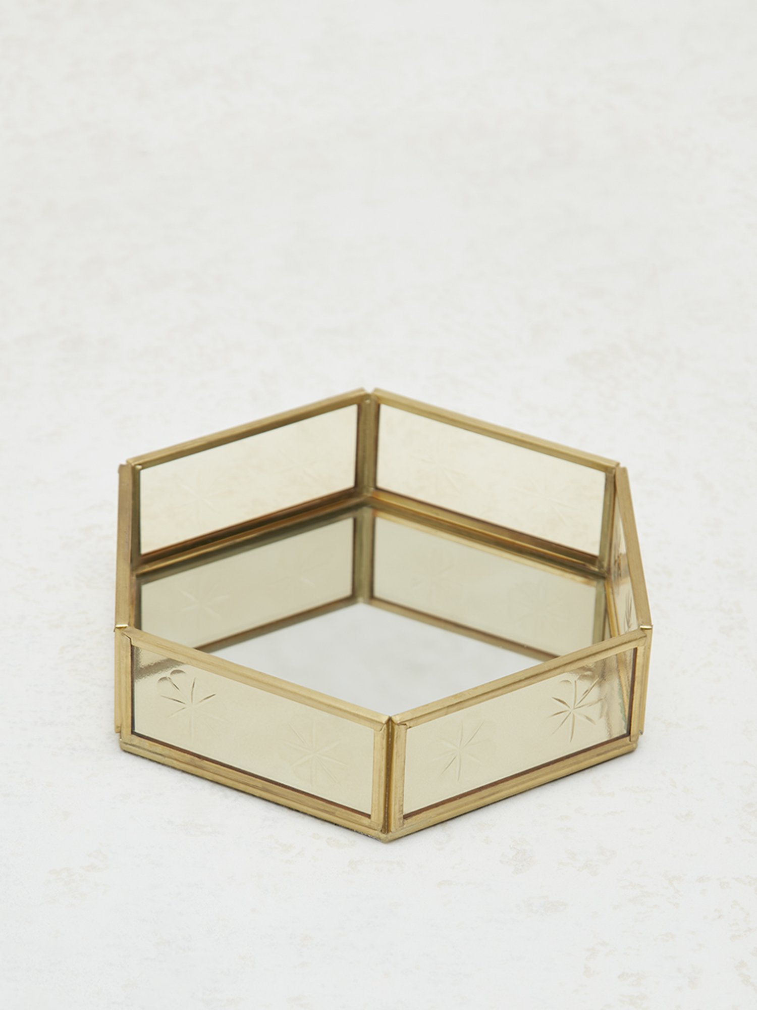 Westside Home Gold Glass Etched Trinket Tray