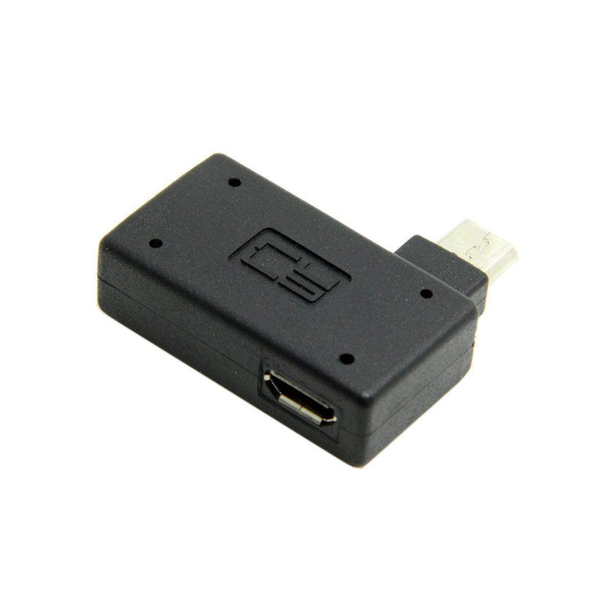 2pcs 90 D Right Angled Micro USB 2.0 OTG Host Adapter with USB Power for Samsung