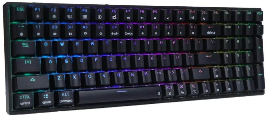 EPOMAKER GK96S Hot Swappable Bluetooth 5.1 Wireless/Wired RGB Mechanical Keyboard with 4000mAh Battery, PBT GK1 Keycaps for MacOS/Win/Android (Gateron Red Switch, Black ABS Keycaps)
