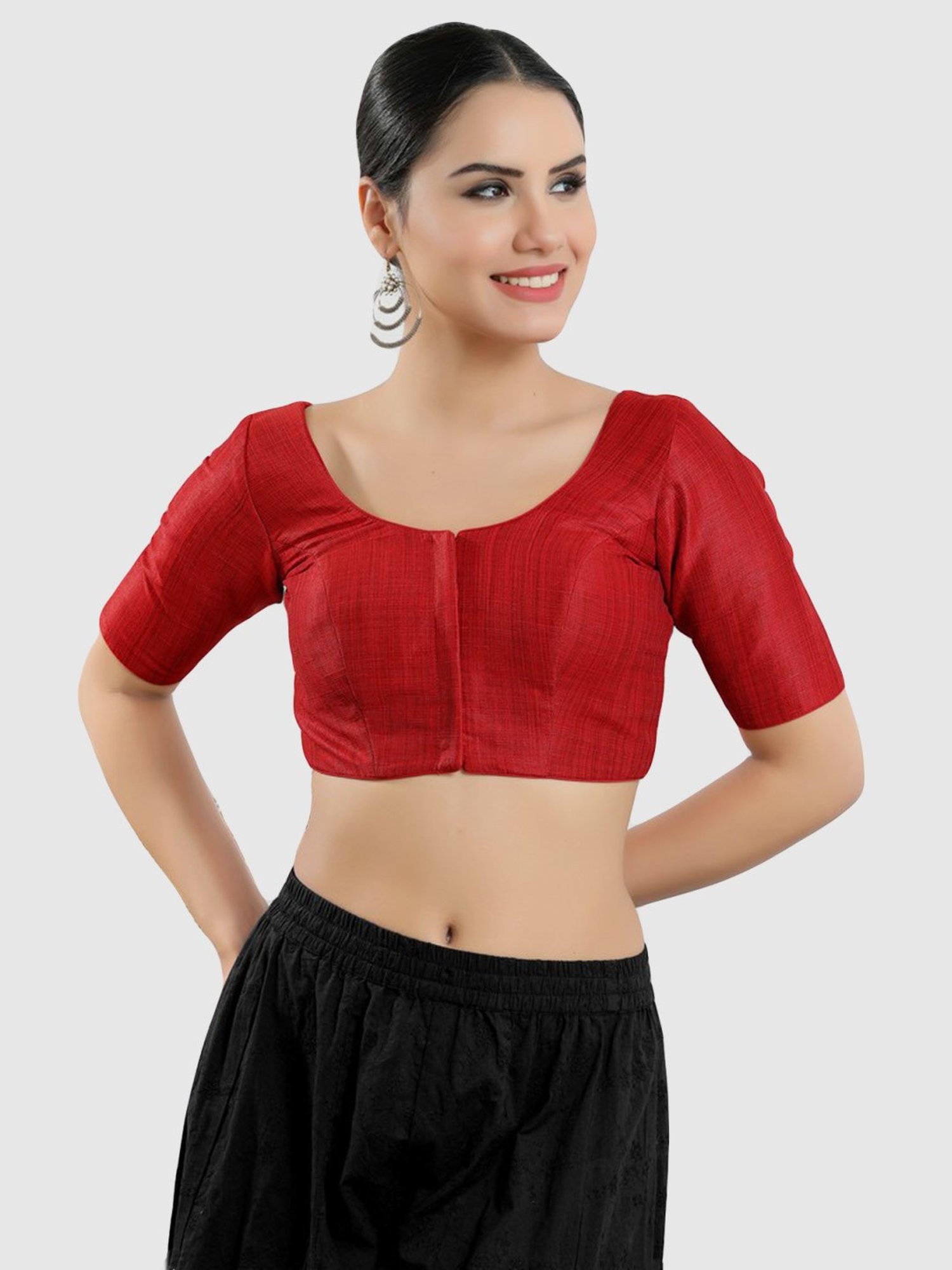 Salwar Studio Red Plain Blouse