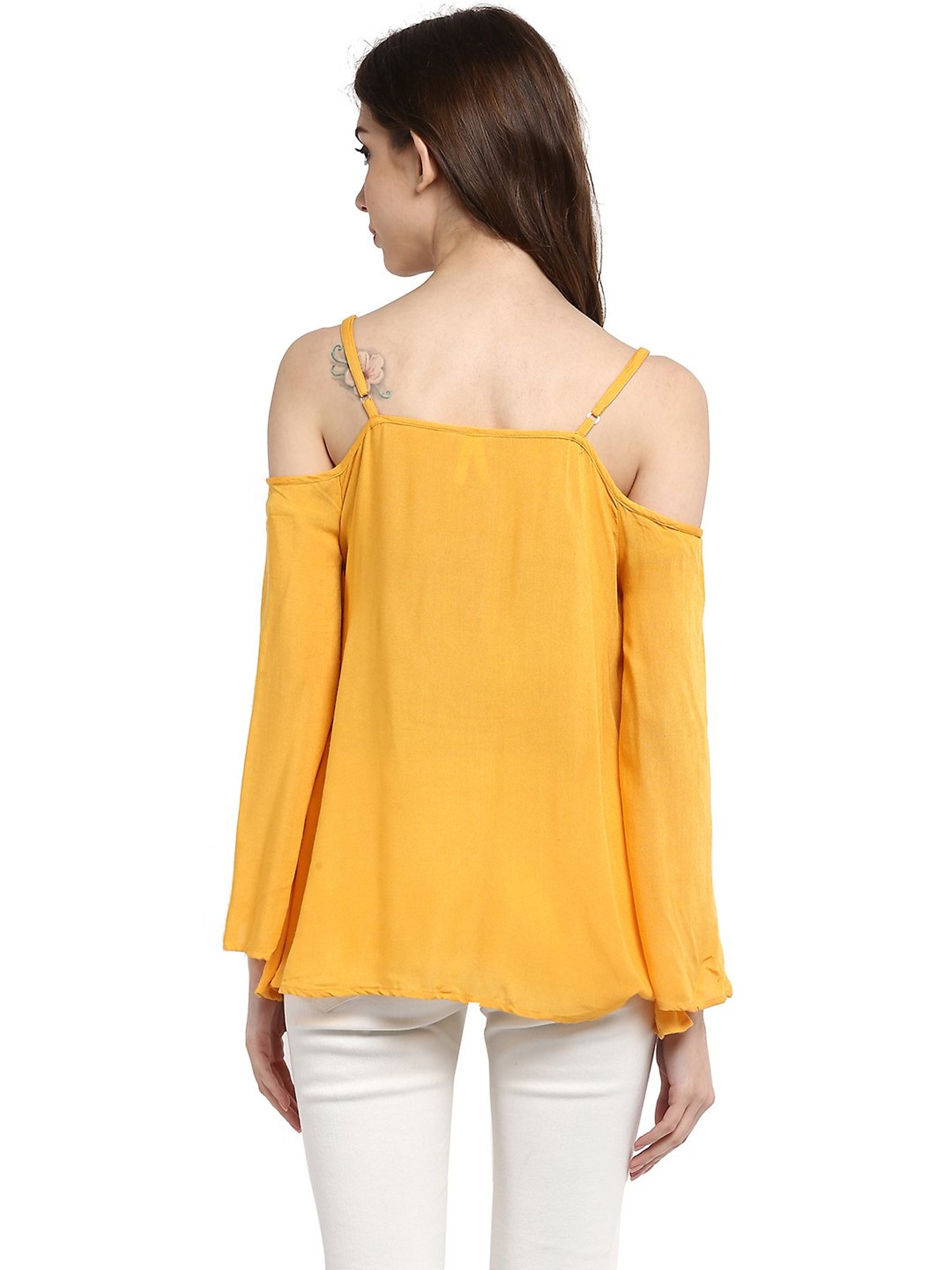 StyleStone Mustard Self Design A-Line Top
