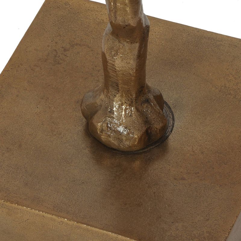 Broadwater Boho Glam Handcrafted Aluminum Floral Accent Table with Glass Top Raw Brass - Christopher Knight Home