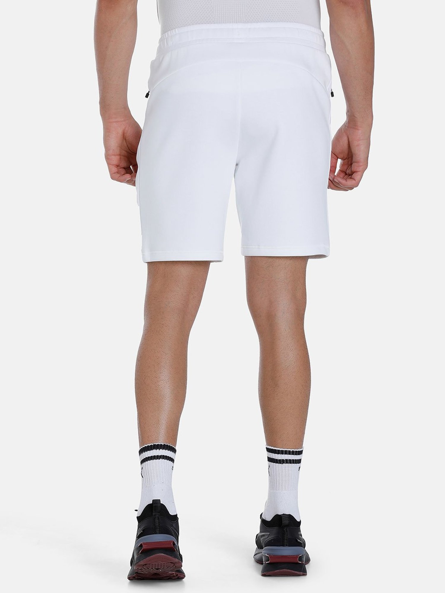 Puma White Cotton Regular Fit Shorts