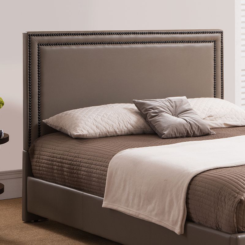 Glenwillow Home Baffin Faux Leather Upholstered Headboard in Taupe, Full/Queen Size