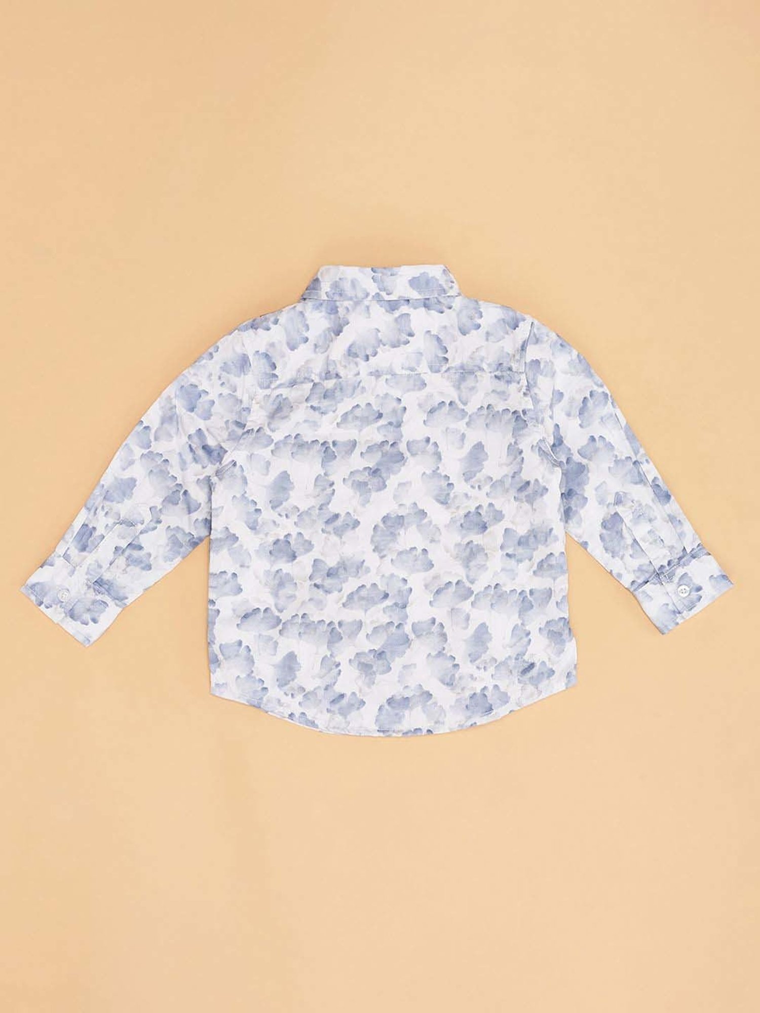 Pantaloons Baby Boys Bright White & Blue Cotton Printed Full Sleeves Shirts