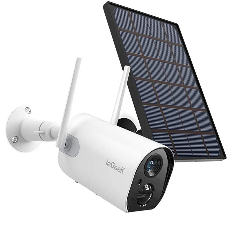 Outdoor Security Camera WiFi Solar Rechargeable Battery Power IP Surveillance Home Cameras 1080P Human Motion Detection Night Vision 2Way Audio 4dbi Antenna IP65 Waterproof CloudSD
