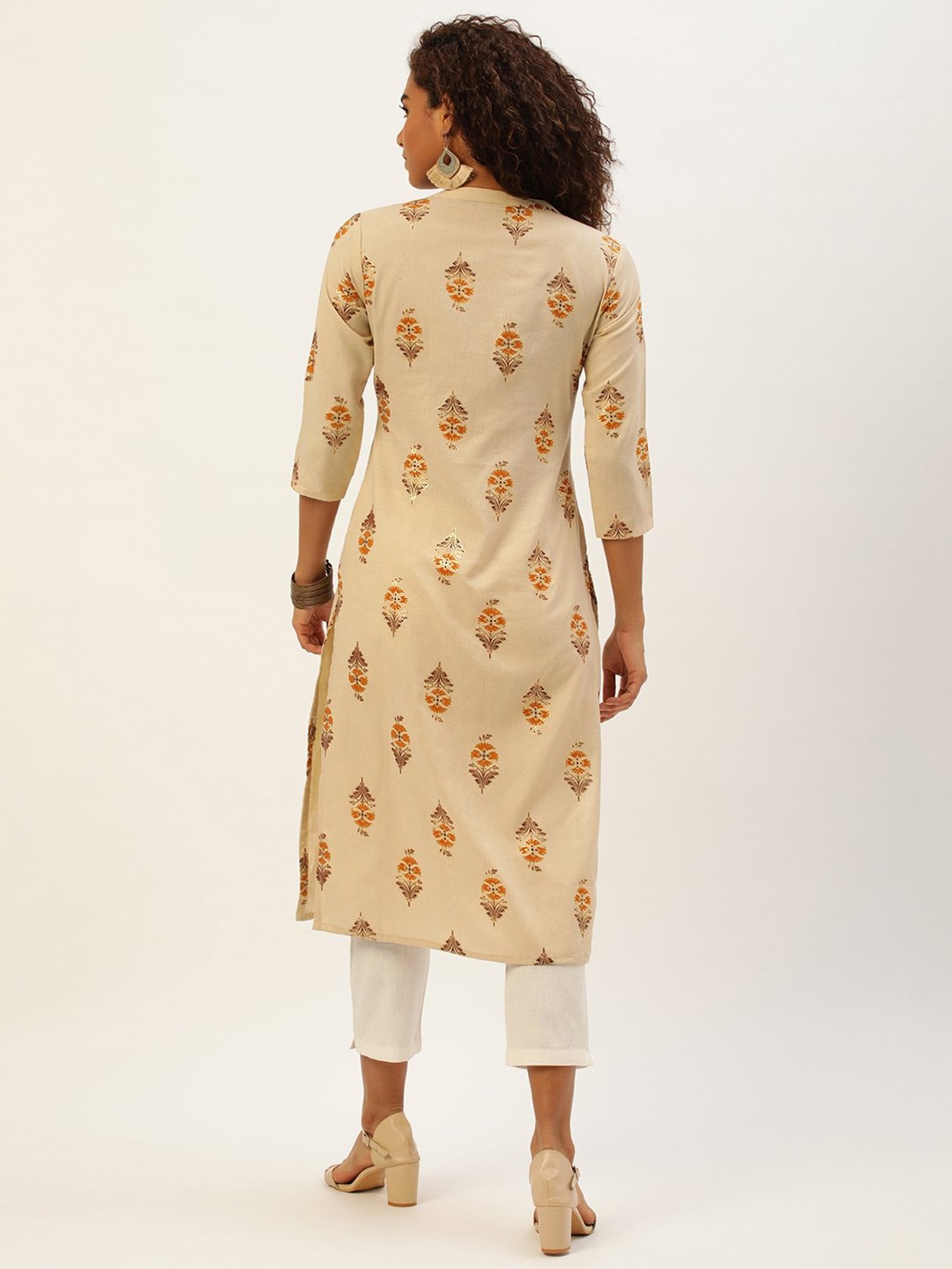SWAGG INDIA Beige Printed Straight Kurta