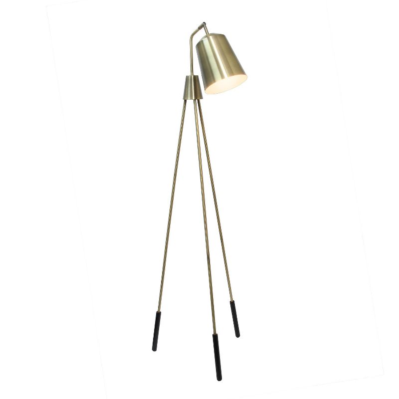 Industrial Tripod Floor Lamp with Interior Spotlight Antique Brass - Lalia Home