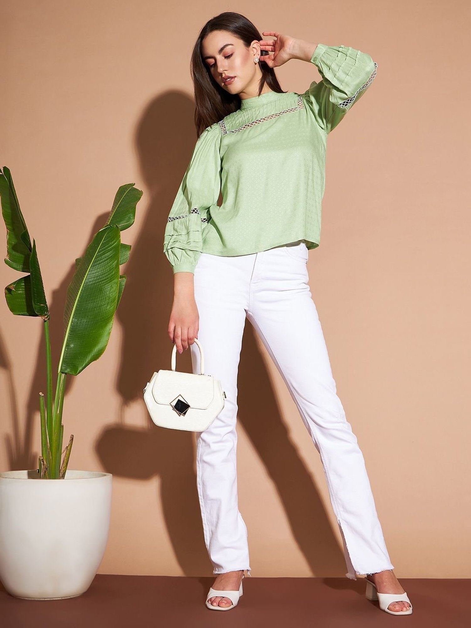 Marie Claire Green Full Sleeves Top