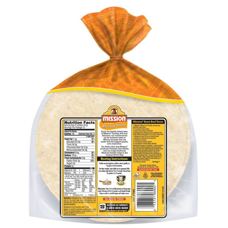 Mission gluten Free White Corn Tortillas - 25oz/30ct