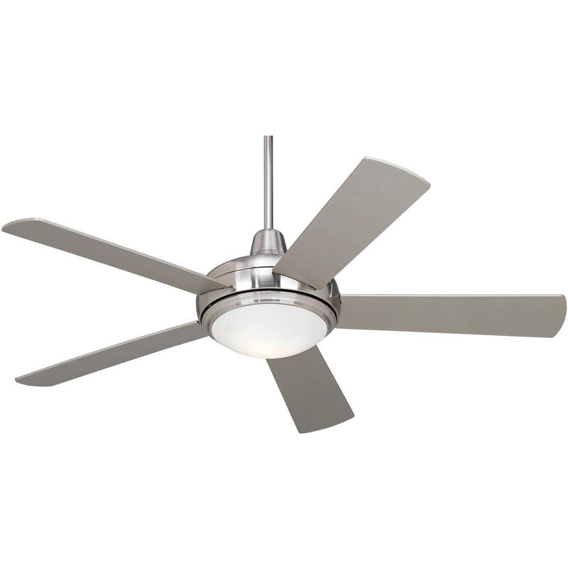 52" Casa Vieja Modern Ceiling Fan with Light LED Dimmable Remote Brushed Nickel Silver Blades for Living Room Kitchen Bedroom