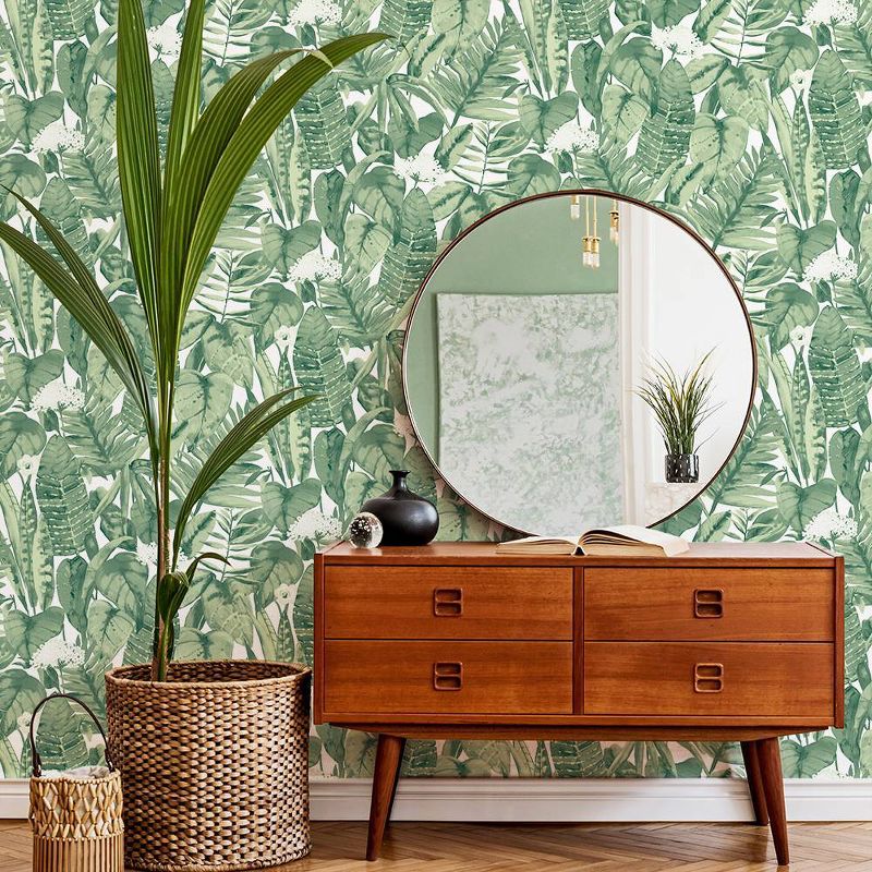 Tempaper Tropical Jungle Self Adhesive Removable Wallpaper Green