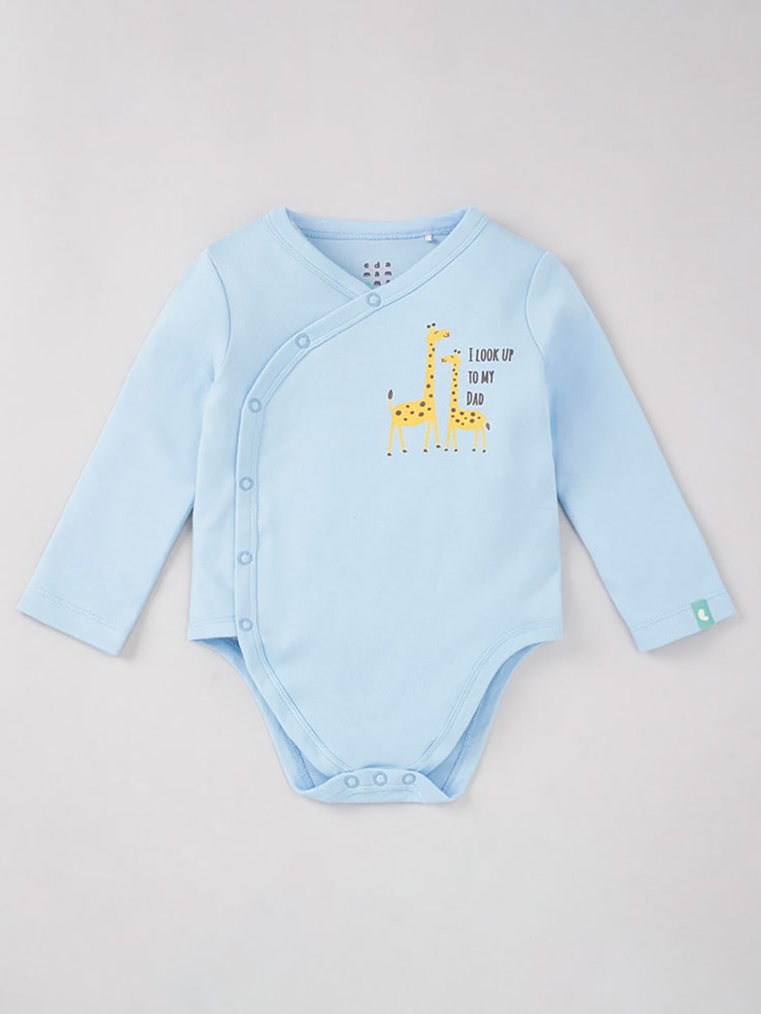 Ed-a-Mamma Baby White with Blue Printed Bodysuit (Pack Of 2)