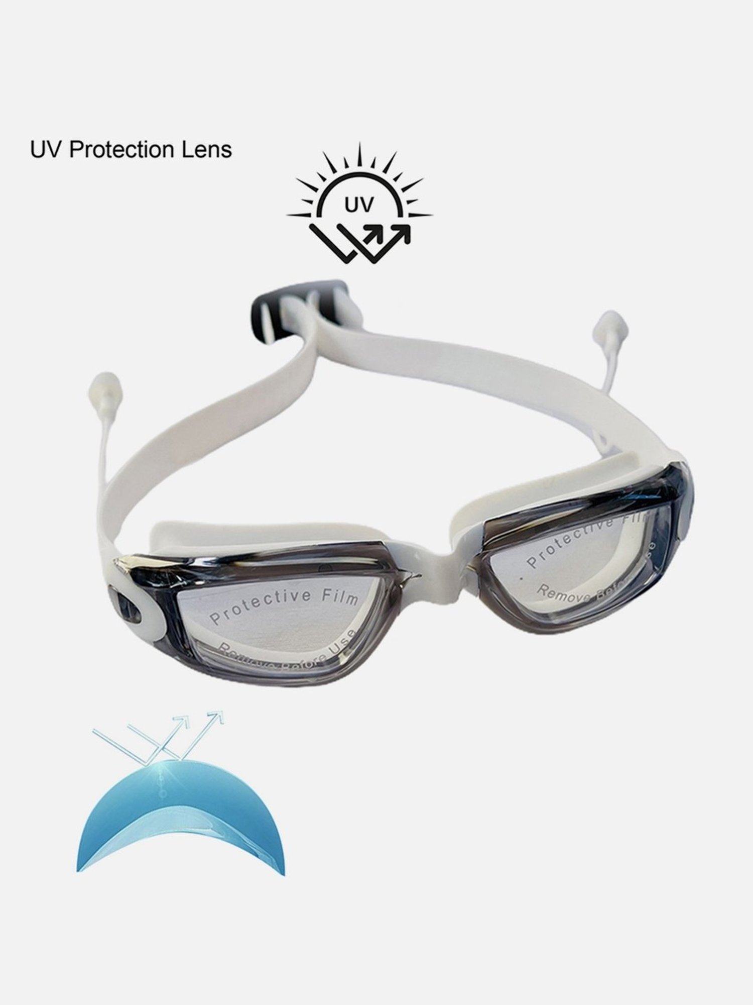 Little Surprise Box X Factor UV Protected Unisex Swimming Goggles with attached Ear Plugs (Grey)