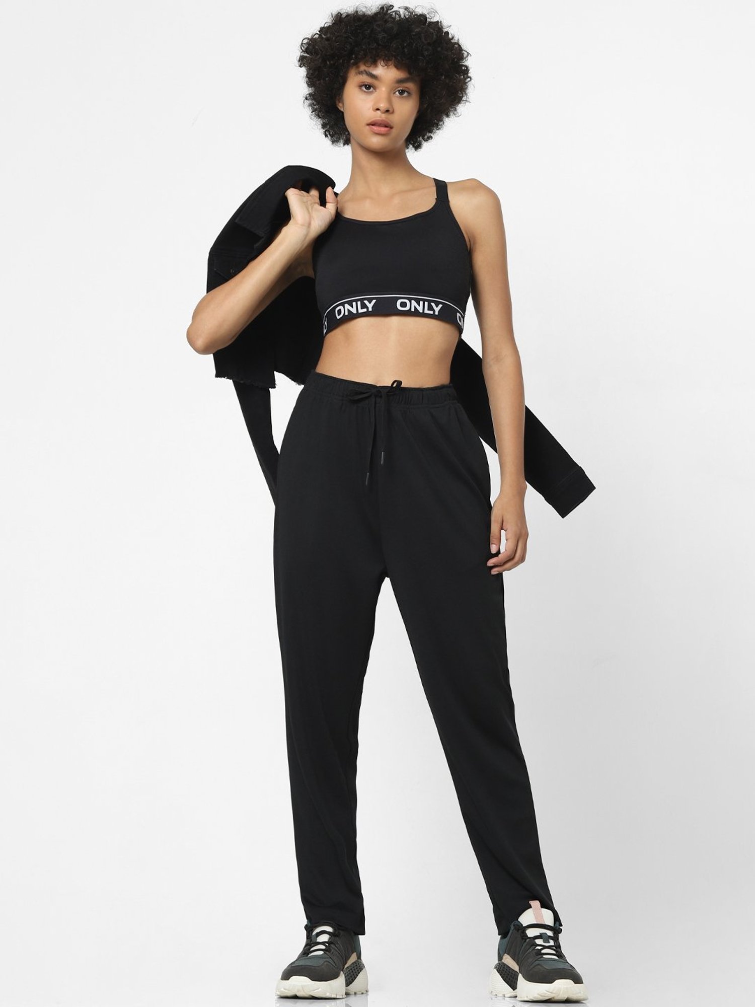 Only Black High Rise Track Pants
