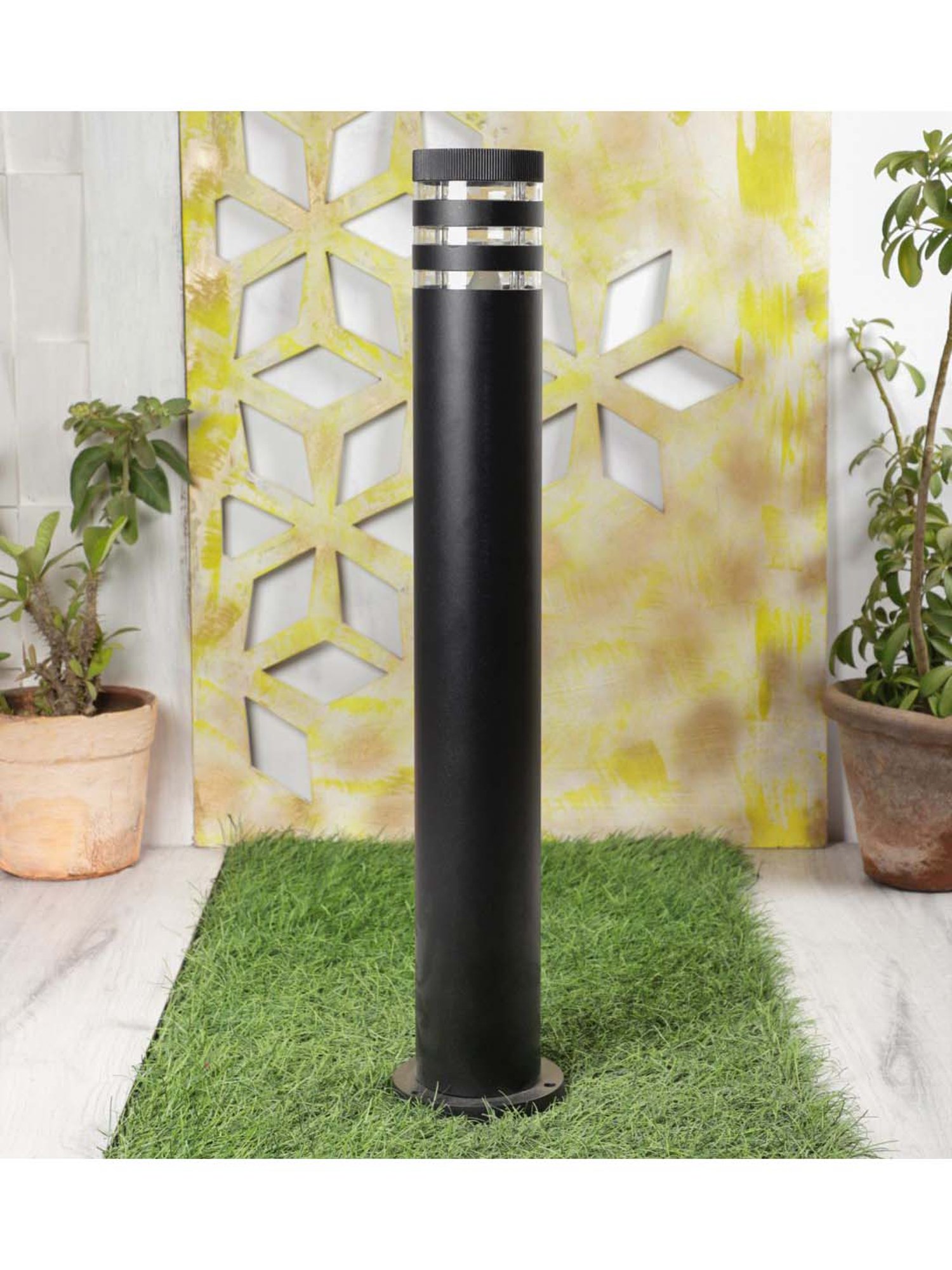 Pure Home and Living Grey Glass Trophy Shaped Table Lamp Stand