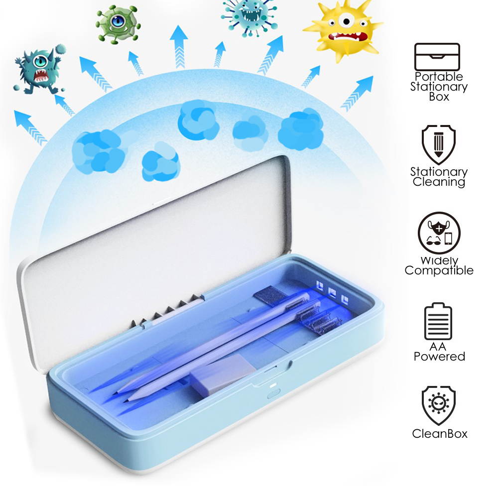 Portable  Universal Stationary Pen Case Storage Box for Kids Storage Bin & Pencil Box for Stationary, Phones, Masks (4x AA Req)