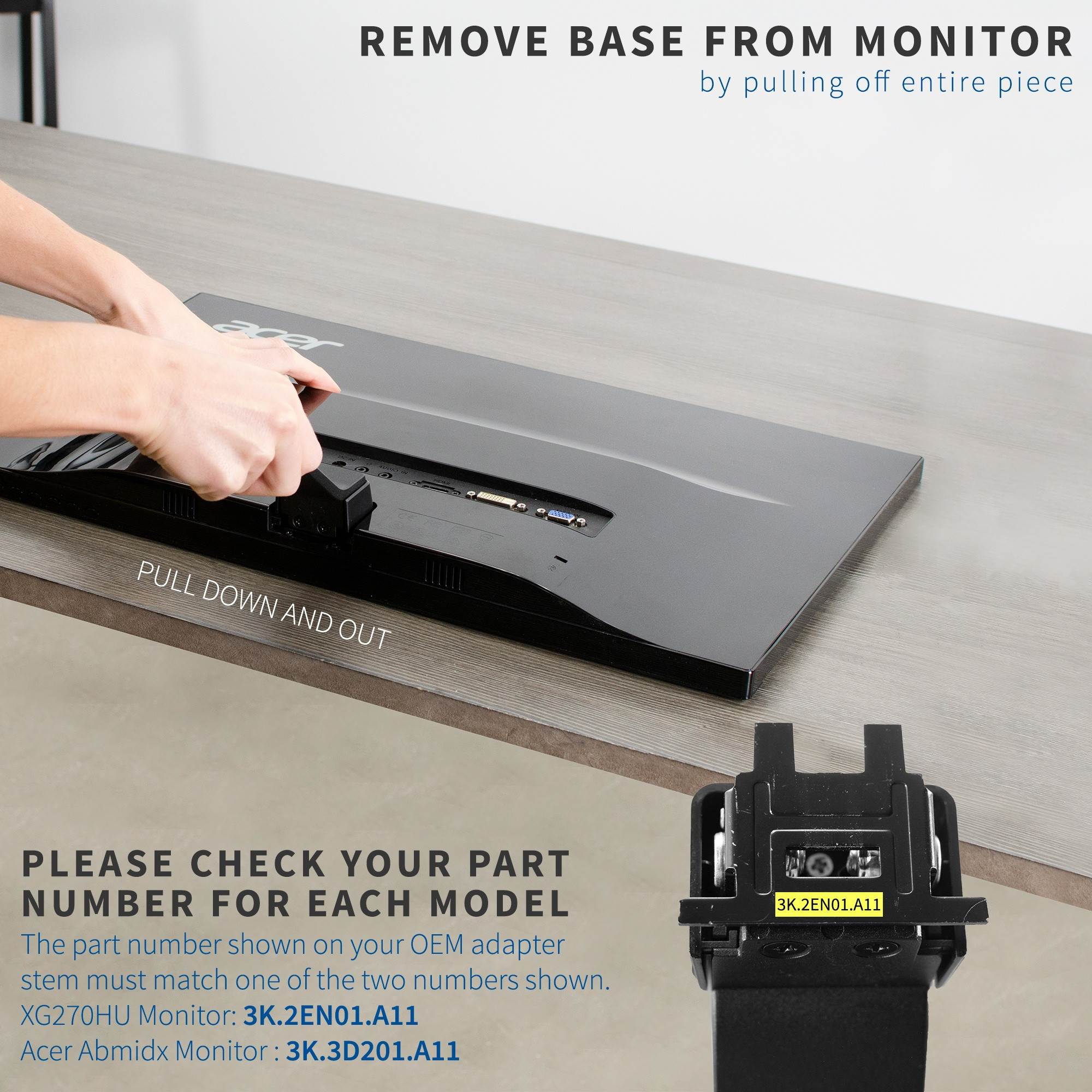 VIVO Quick Attach VESA Mount Adapter for Acer Monitors | Fits Model XG270HU (MOUNT-AR27HU)