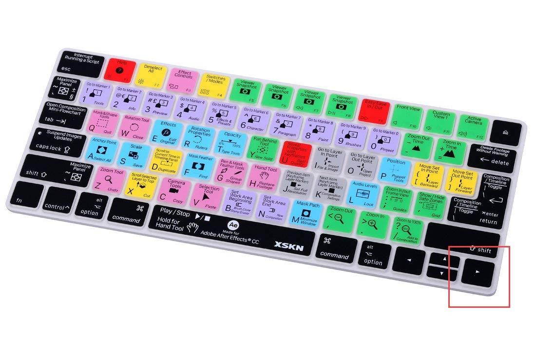 XSKN Adobe After Effects CC Shortcut Keyboard Cover for Apple Magic Keyboard (MLA22LL/A), US and EU Layout