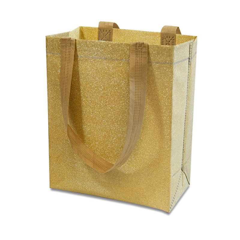 12pc Glitter Gift Bags Gold