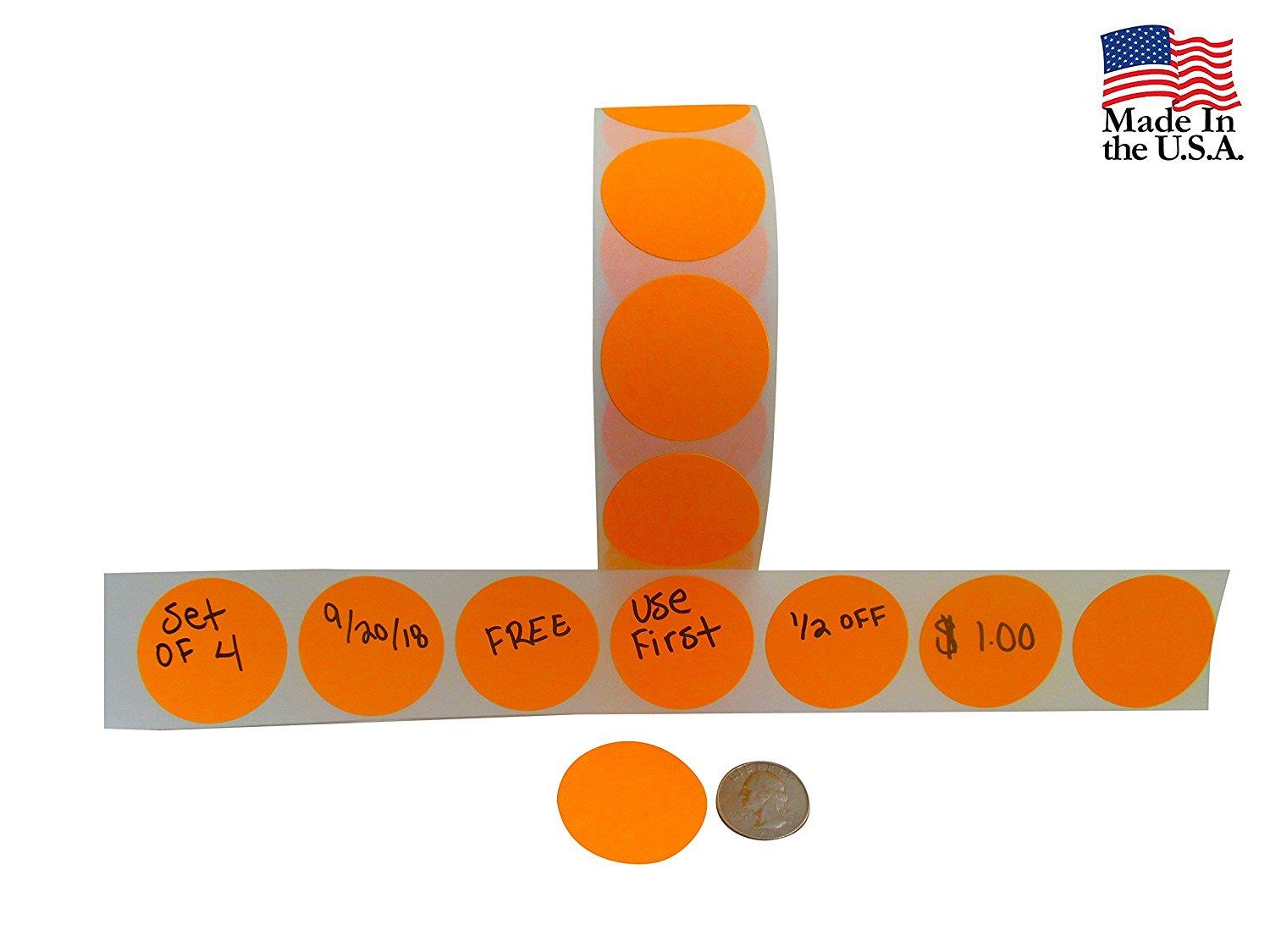 Color Coding Labels Super Bright Neon Orange Round Circle Dots For Organizing Inventory 1.5 Inch 1000 Total Adhesive Stickers (Neon Orange)