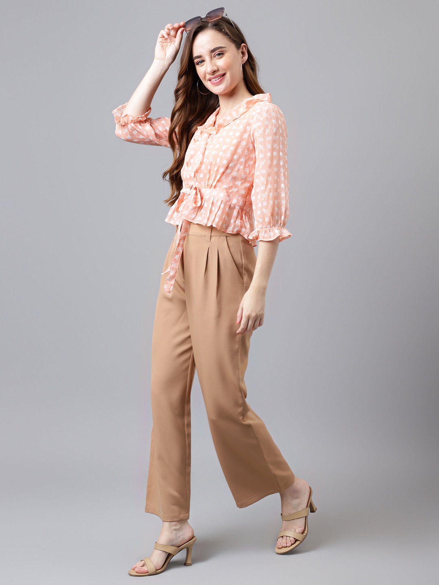 Latin Quarters Light Orange Printed Top