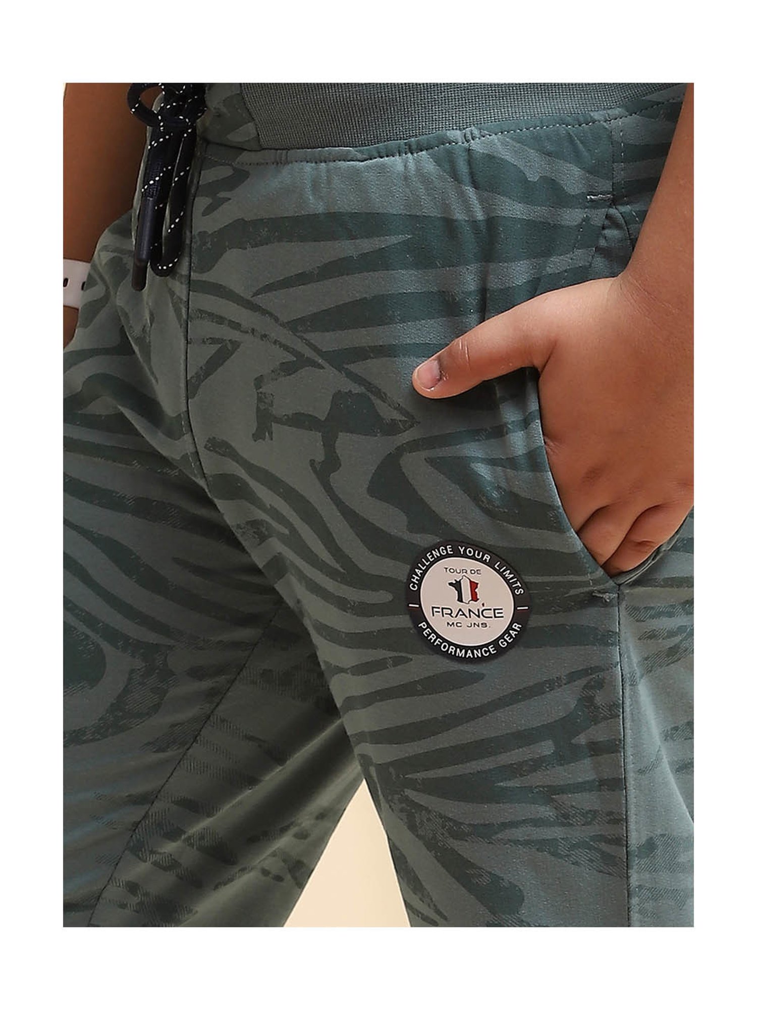 Monte Carlo Boys Sage Green Printed Trousers