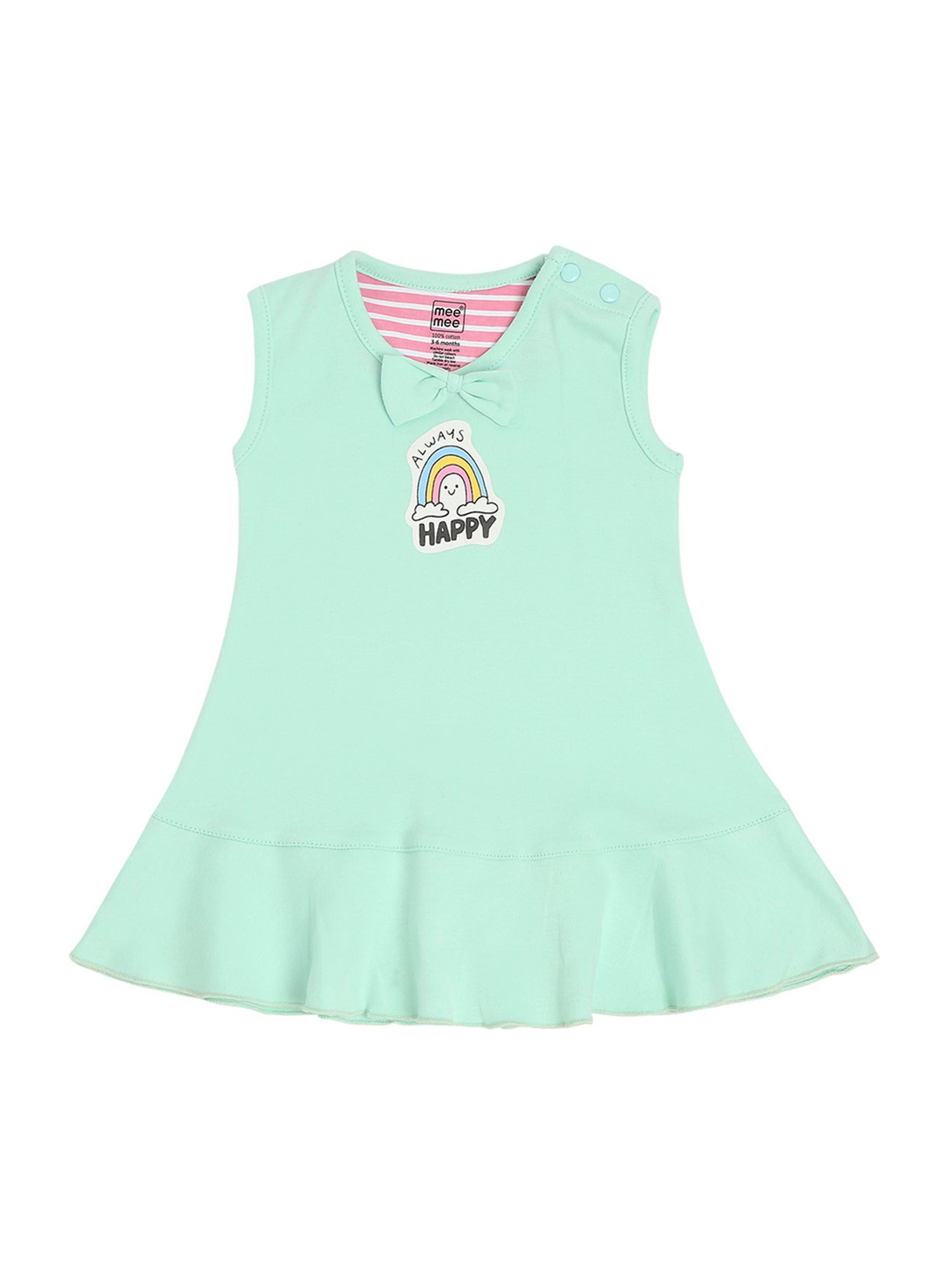 Mee Mee Kids Green & Pink Cotton Printed Frock