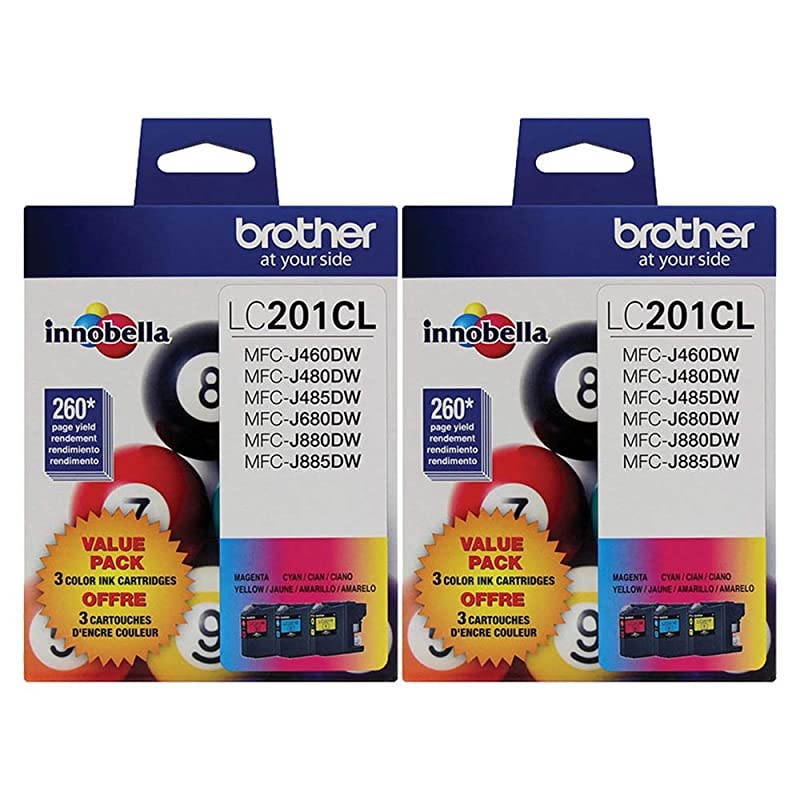 Genuine Standard Yield Color Ink Cartridges, LC2013PKS, Replacement Color Ink Three Pack, Includes 1 Cartridge Each of Cyan, Magenta & Yellow, Page Yield Up to 260 Pages/Cartridge - 2 Pack