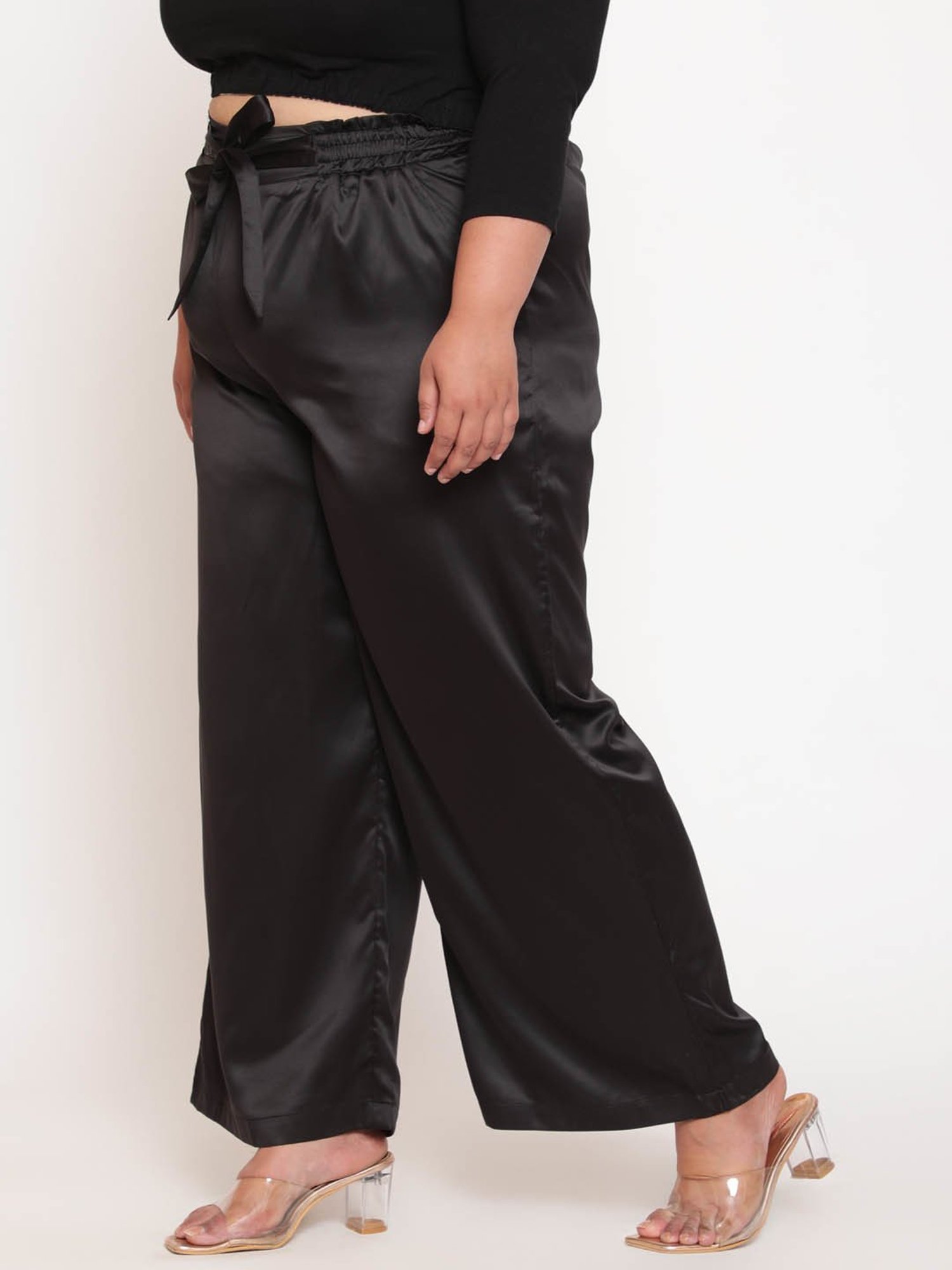 Amydus Black Mid Rise Palazzos