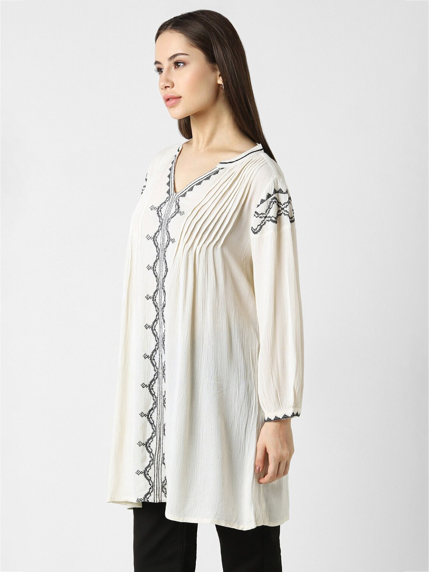 Van Heusen Beige Embroidered Tunic