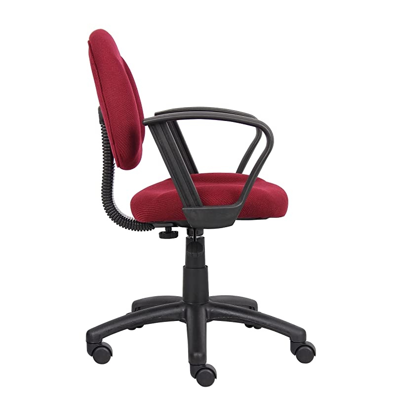 Perfect Posture Delux Fabric Task Chair with Loop Arms in Burgundy