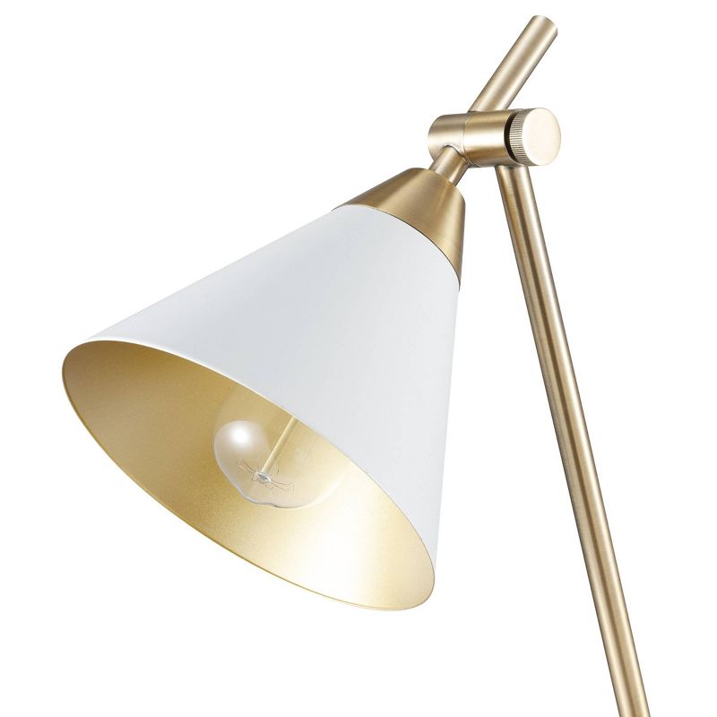 22" Zelda Matte White Desk Lamp with Gold Accents and White Fabric Cord - Novogratz x Globe