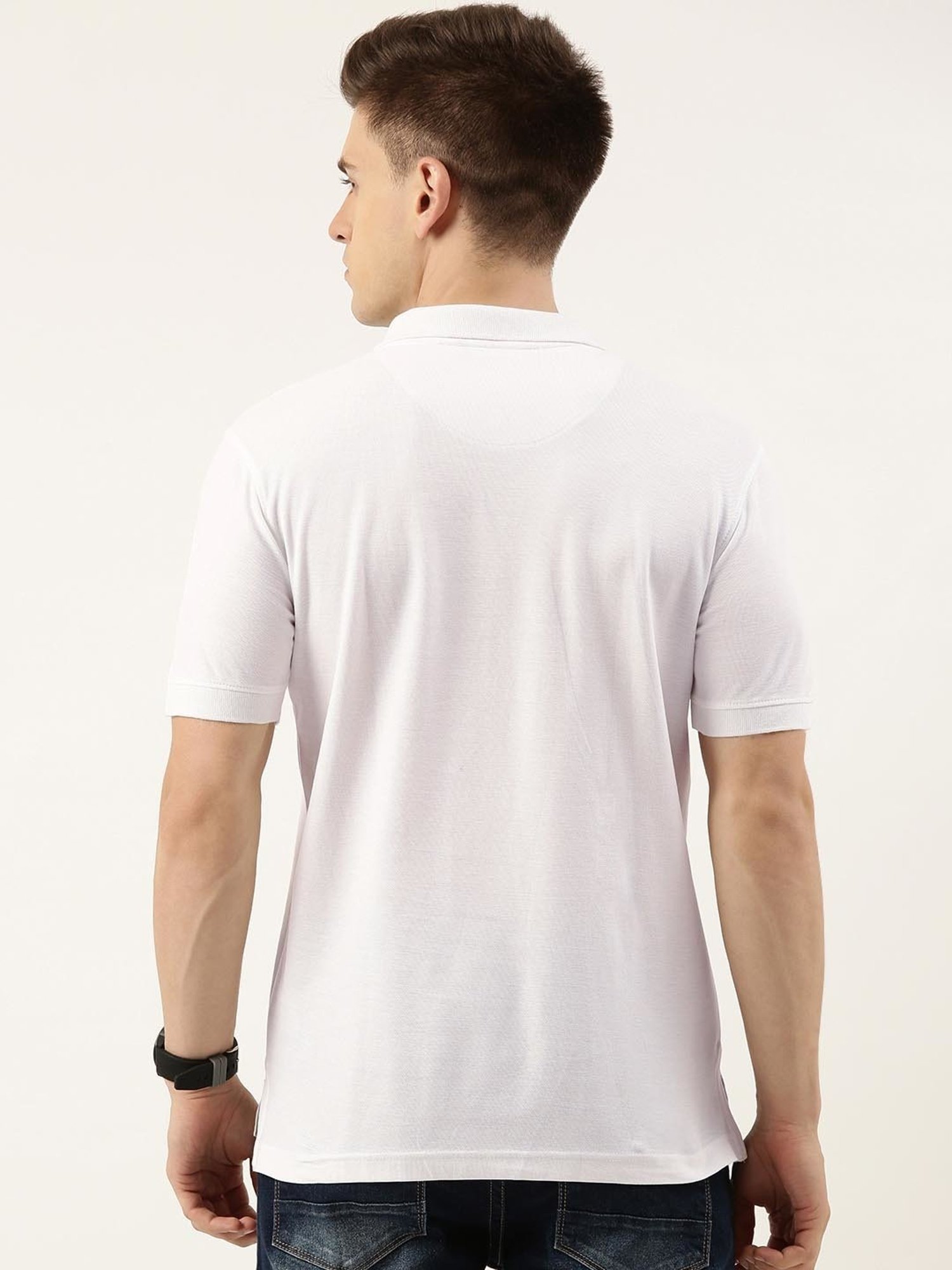 IVOC White Regular Fit Cotton Polo T-Shirt
