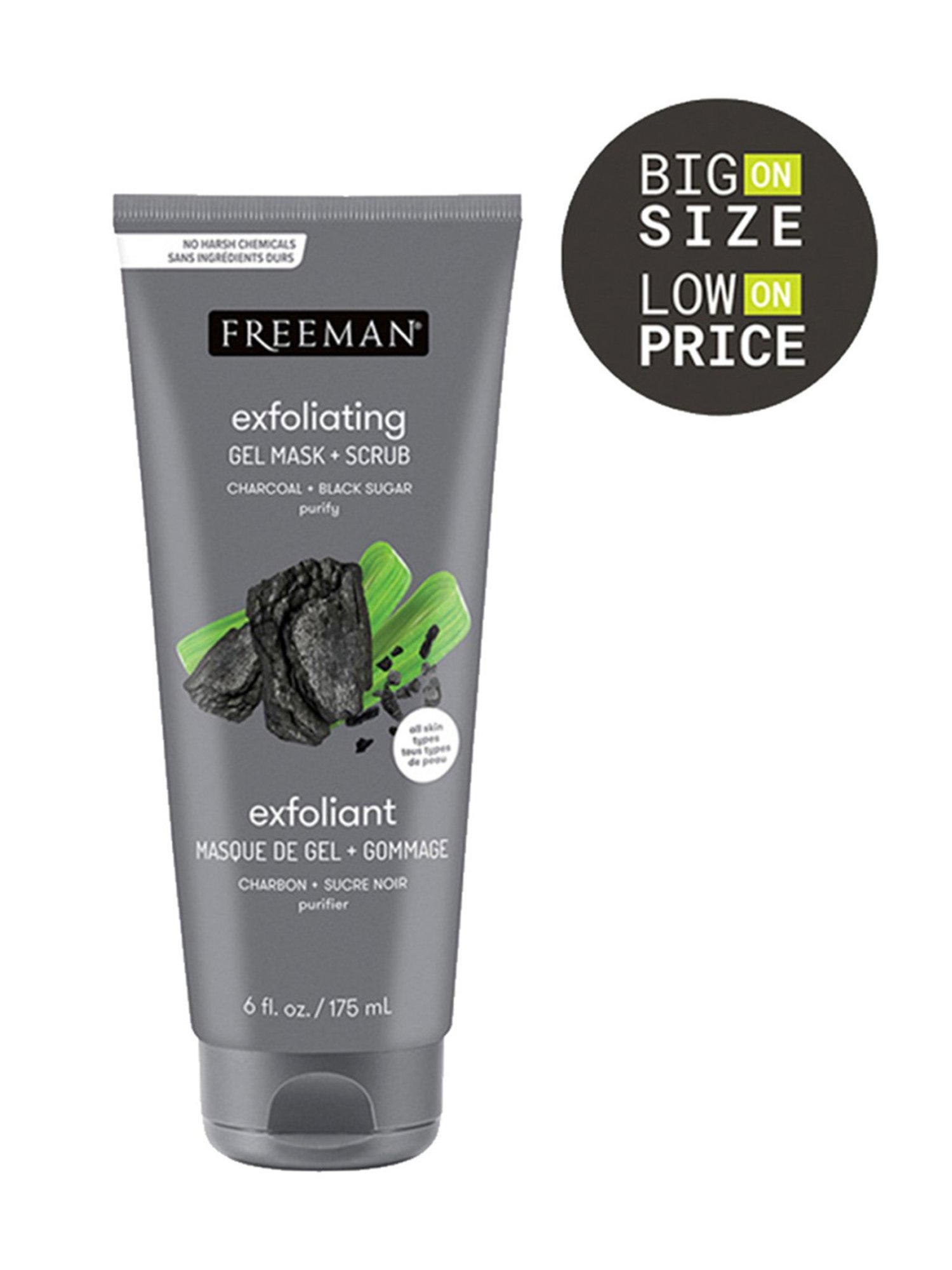 FREEMAN Charcoal + Black Sugar Exfoliating Gel Mask + Scrub - 175 ml