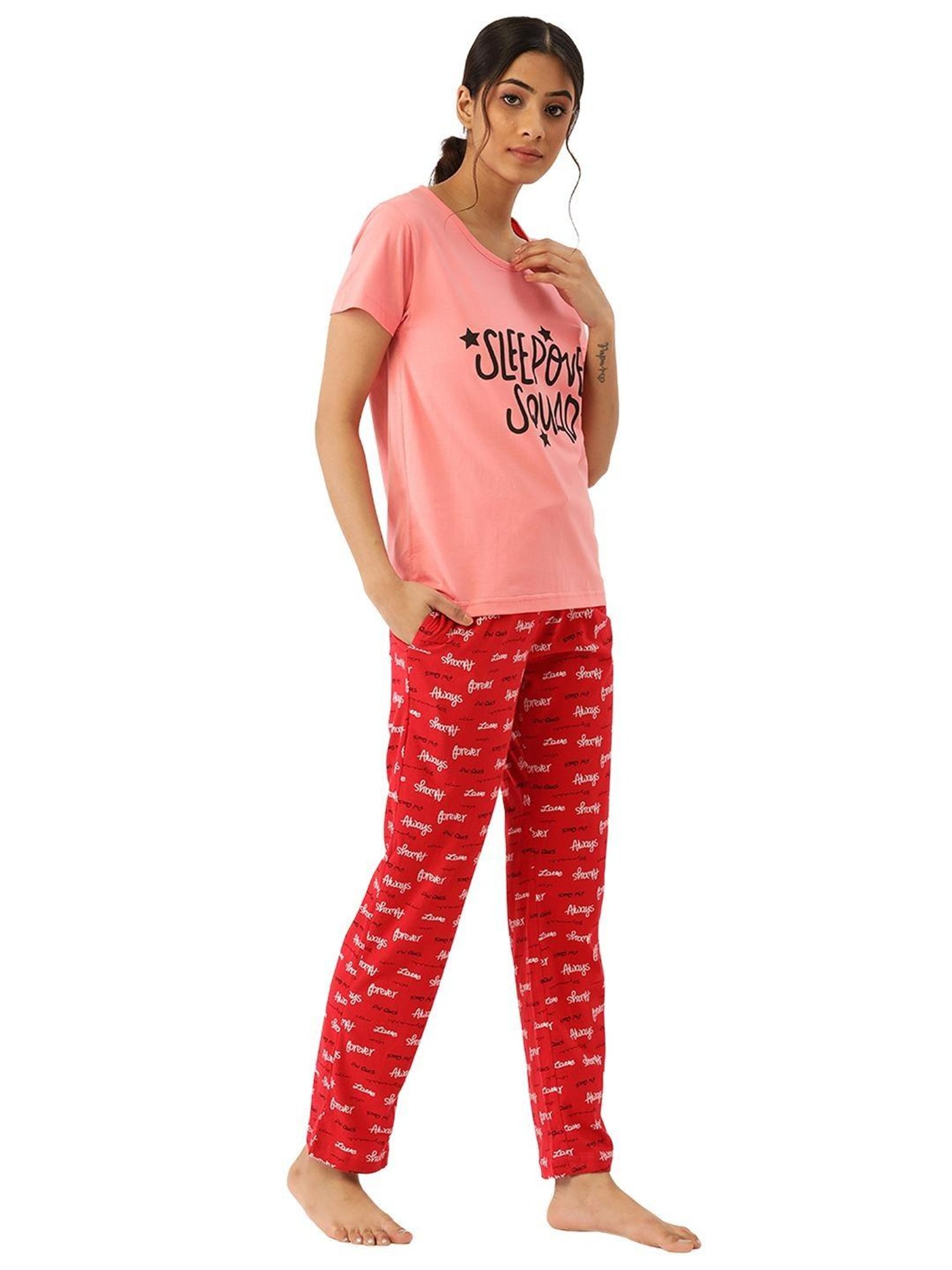 Nite Flite Peach Graphic Print Pajama Set
