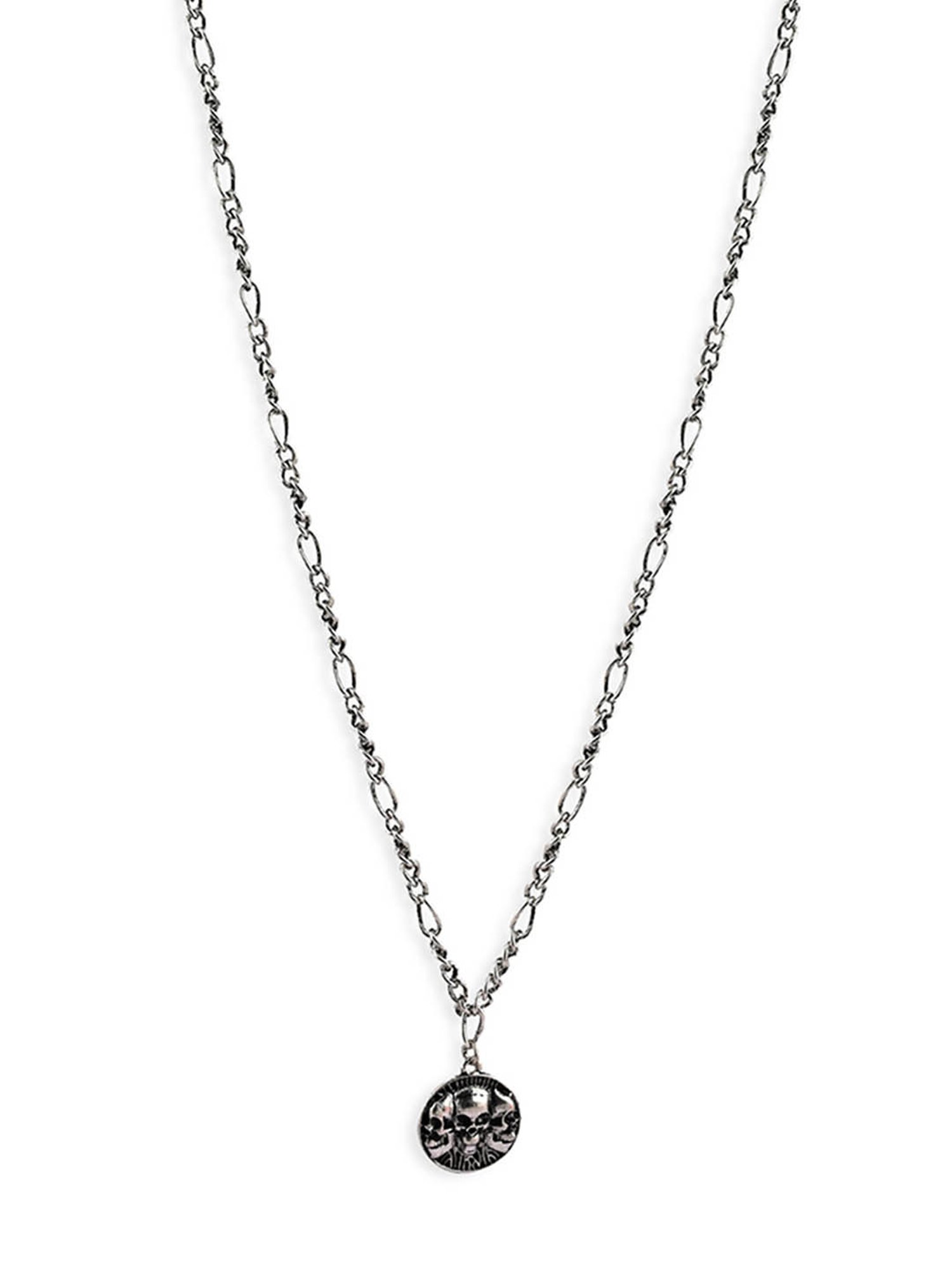 The Bro Code Silver Round Skull Pendant Neckalce Chain for Men