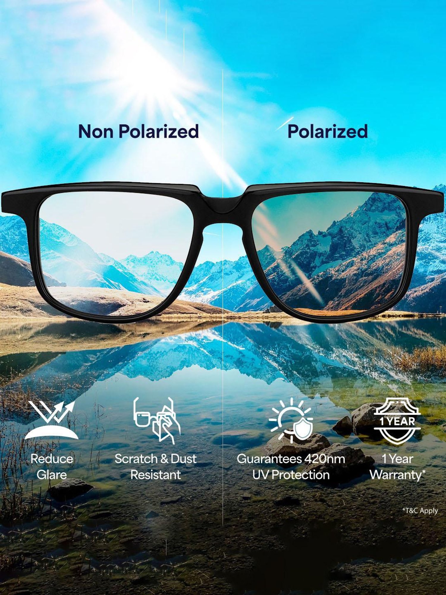 Vincent Chase Brown Clubmaster Polarised and UV Protected Lens Unisex Sunglasses