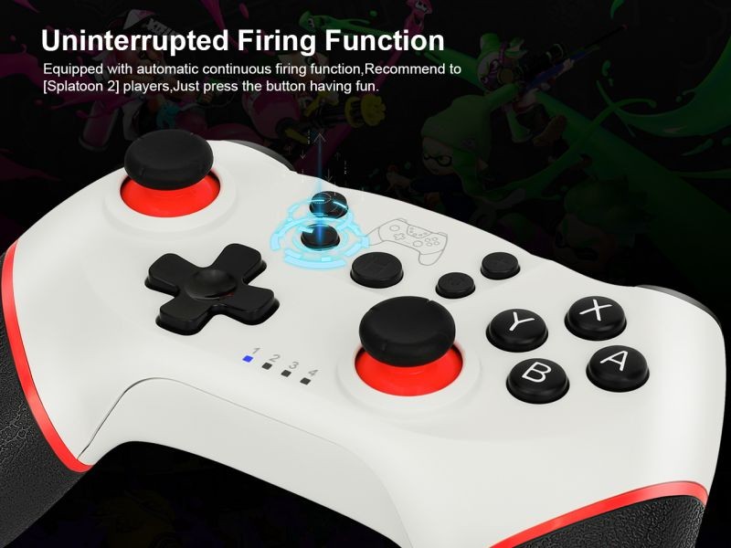 SuperStar Wireless Gaming Controller Remote Gamepad Joystick for Nintendo Switch,Bluetooth Rechargeable Gamepad Supports 6-Axis Gyro, Turbo and Dual Vibration(White)